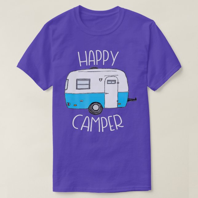 Happy Camper Camping s Blue Boler railer camp  T-Shirt (Design Front)