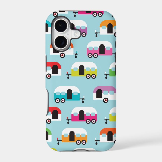 Happy camper caravan hippie retro pattern iphone case (Back)