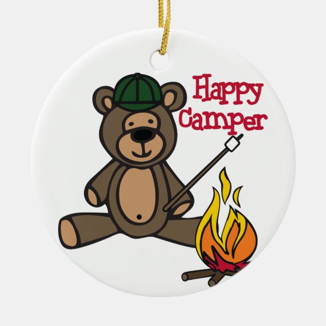 Happy Camper Ceramic Ornament (Front)
