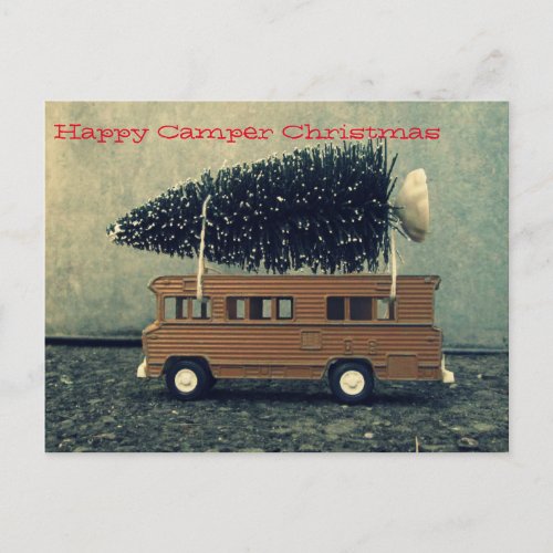 Happy Camper Christmas Tree Holiday Postcard
