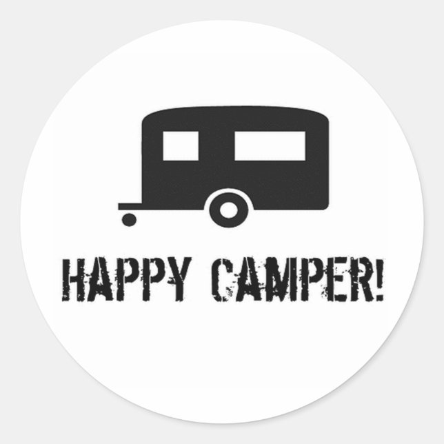 Happy Camper! Classic Round Sticker (Front)