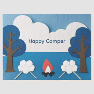 Happy Camper Custom Text with Fire and Marshmallow Tissue Paper
