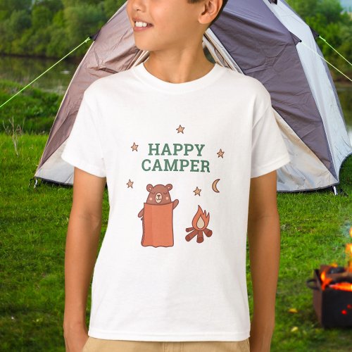 Happy Camper Cute Bear Camping Birthday T_Shirt