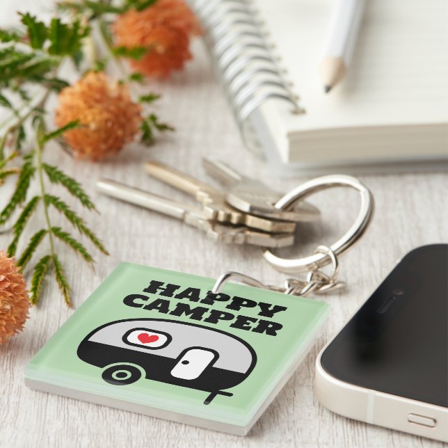 Happy Camper cute keychain for RV mobile home (Front Right)