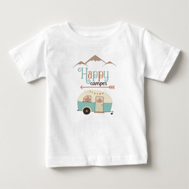 Happy Camper Cute Retro RV Baby T-Shirt (Front)