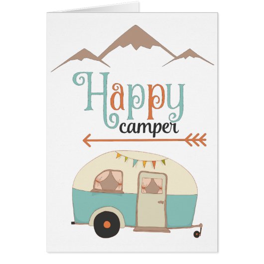 Happy Camper Cute Retro RV Cards (Front)