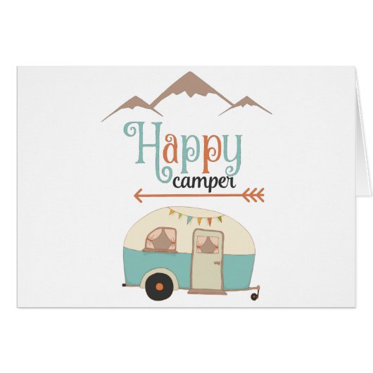 Happy Camper Cute Retro RV Cards (Front Horizontal)