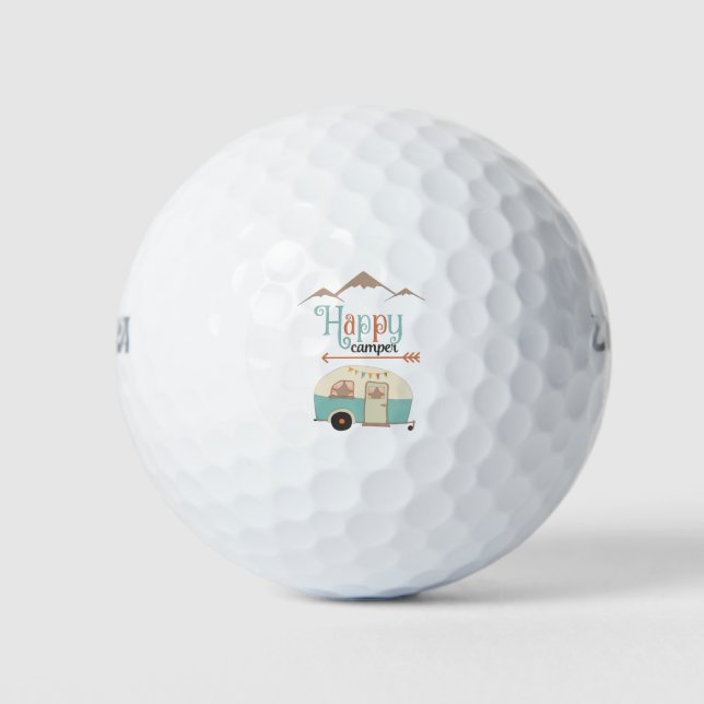 Happy Camper Cute Retro RV Golf Balls (Front)