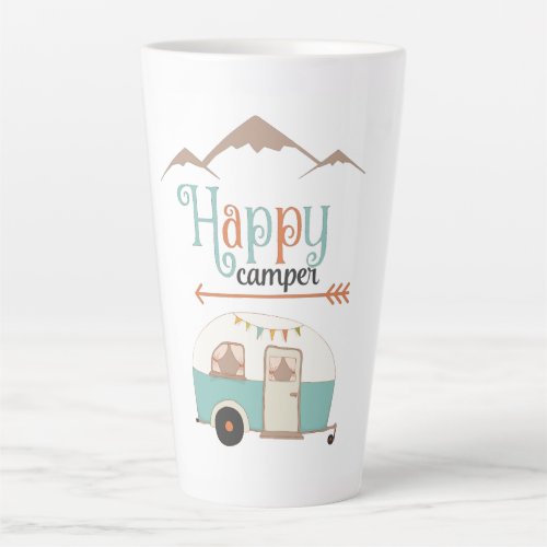 Happy Camper Cute Retro RV  Latte Mug