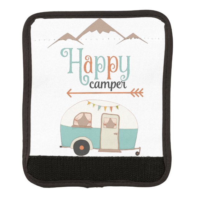 Happy Camper Cute Retro RV Luggage Handle Wrap (Front)