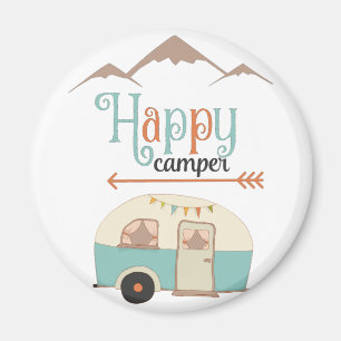 Happy Camper Cute Retro RV Magnet