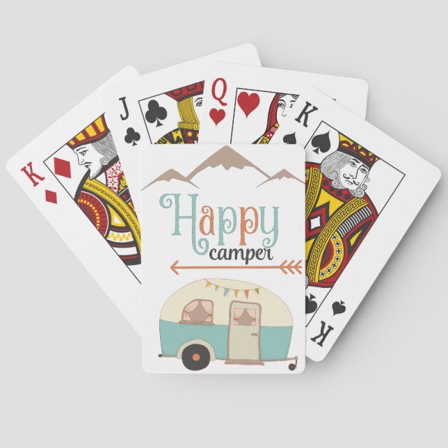 Happy Camper Cute Retro RV Poker Cards (Back)