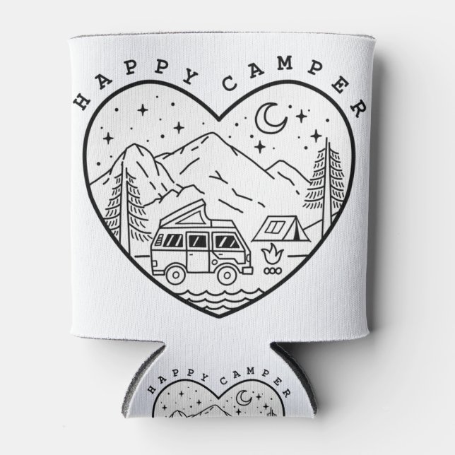 Happy Camper Doodle Can Cooler (Front)