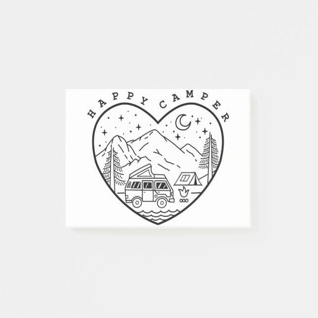 Happy Camper Doodle Post-it Notes (Front)