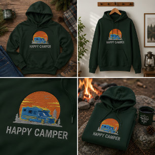 Happy Camper Embroidered Hoodie Camping Hoodie