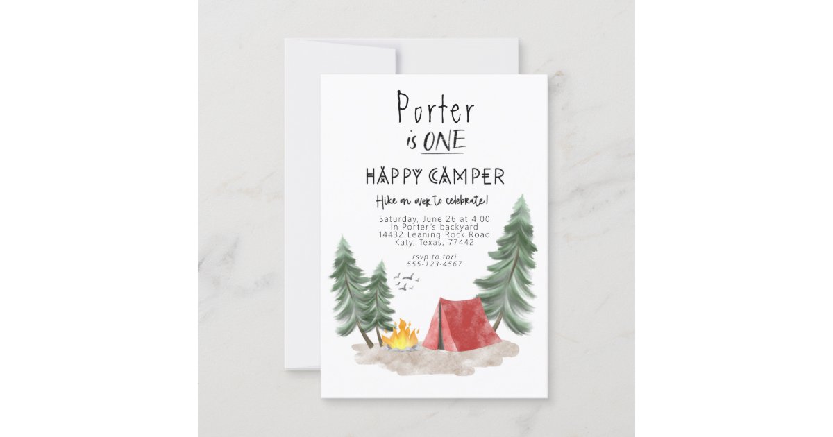 Happy camper first birthday invitation | Zazzle