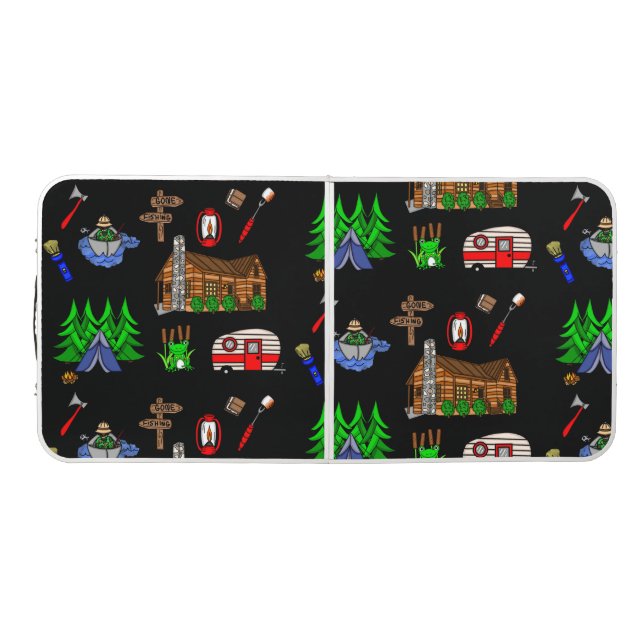 Happy Camper Fishing and Camping Themed Beer Pong Table (Top)