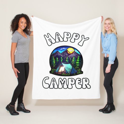Happy Camper Fleece Blanket _ Perfect for Camping 