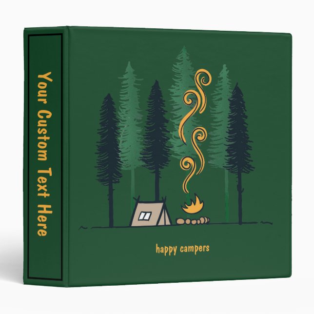 Happy Camper Forest Tent Camping  3 Ring Binder (Front/Spine)