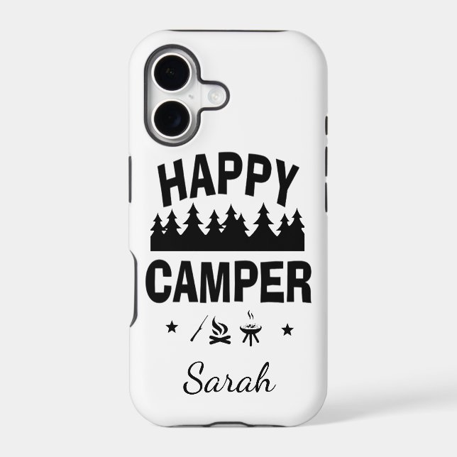 Happy Camper Fun Camping Quote Iphone Case (Back)