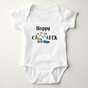 Happy Camper Fun Nature Green Digital Art  Baby Bodysuit