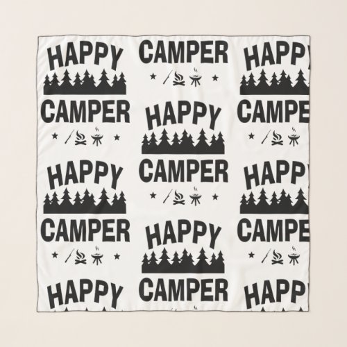 Happy Camper Fun Quote with Camping art Scarf