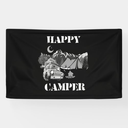 Happy Camper Funny Camping Banner