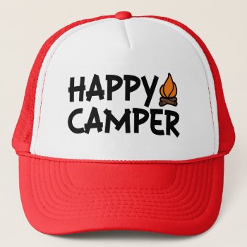 Happy Camper Funny Camping Hat by WorksaHeart at Zazzle