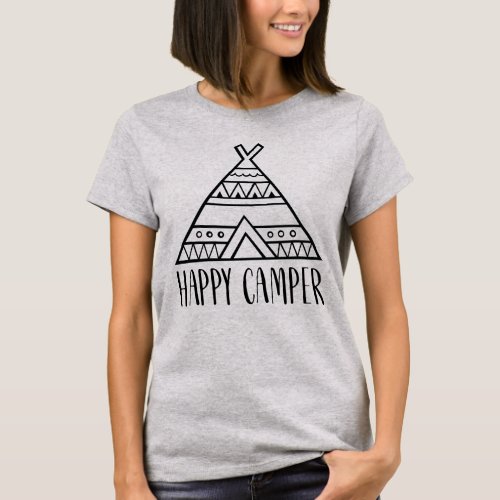 Happy Camper Funny Typography Quote T_Shirt