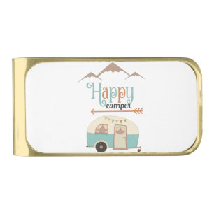 HAPPY CAMPER GOLD FINISH MONEY CLIP