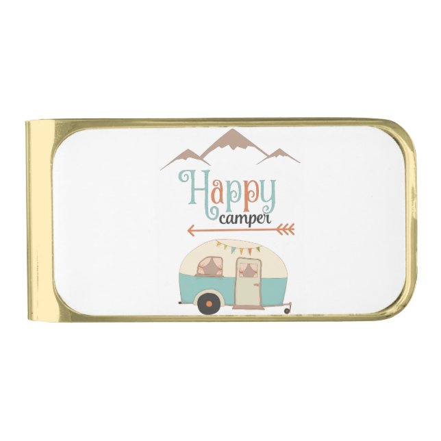 HAPPY CAMPER GOLD FINISH MONEY CLIP (Front)