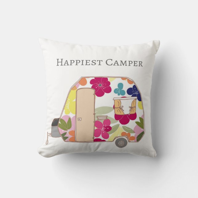 Happy Camper - Happiest Camper Throw Pillow (Front)
