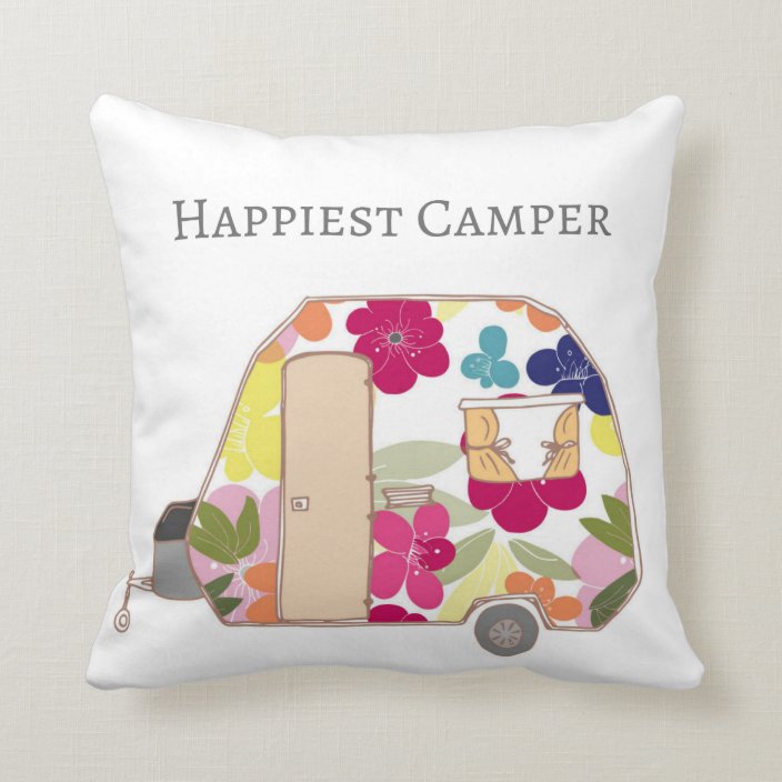 happy camper throw pillow