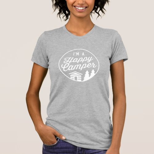 Happy Camper Heather Gray Womens T_Shirt