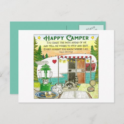 Happy Camper Inspirational Postcard