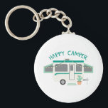 Happy Camper Keychain<br><div class="desc">This camping trailer design is perfect to add to towels for the camper.</div>