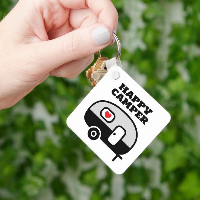 Happy Camper keychain for RV trailer home (Hand)