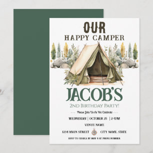 Happy Camper Kids2nd Birthday Invitation