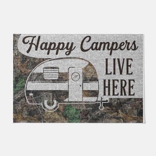 Happy Camper Lives Here Doormat Personalized Doormat