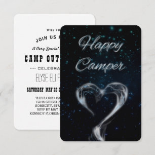 happy camper love smoke backyard sleepover invitation