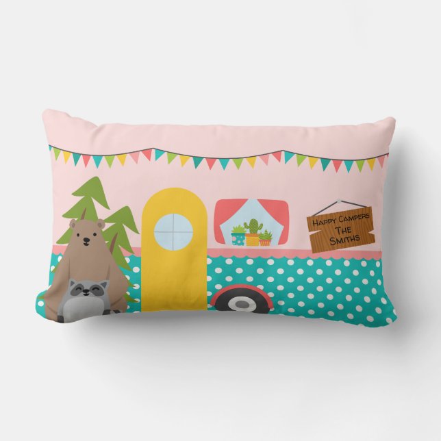 Happy Camper Lumbar Pillow (Front)