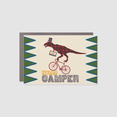 Happy Camper Mix Tape Biking Dinosaur Car Magnet