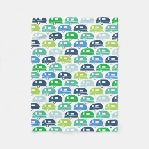 Happy Camper  Modern Camper Blanket Blue Green