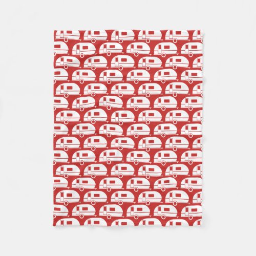 Happy Camper  Modern Camper Blanket Red White