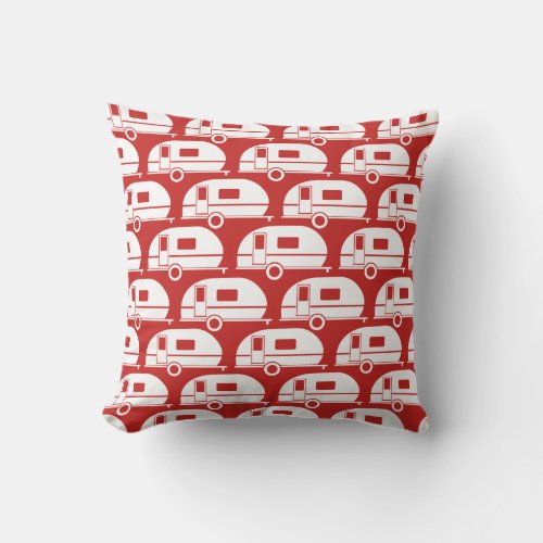 Happy Camper  Modern Camper Decor Custom Color 2 Throw Pillow