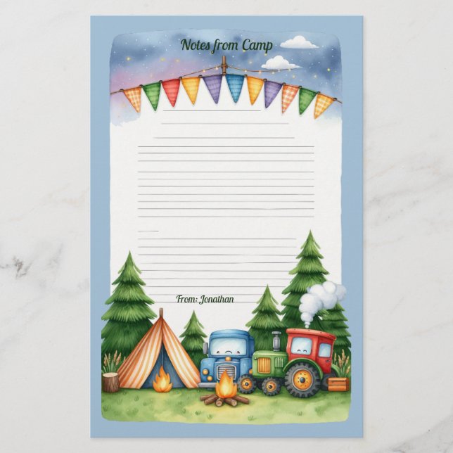 Happy Camper Notes Stationery (Front)