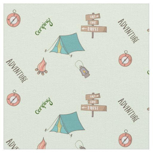 Happy Camper Pattern Fabric