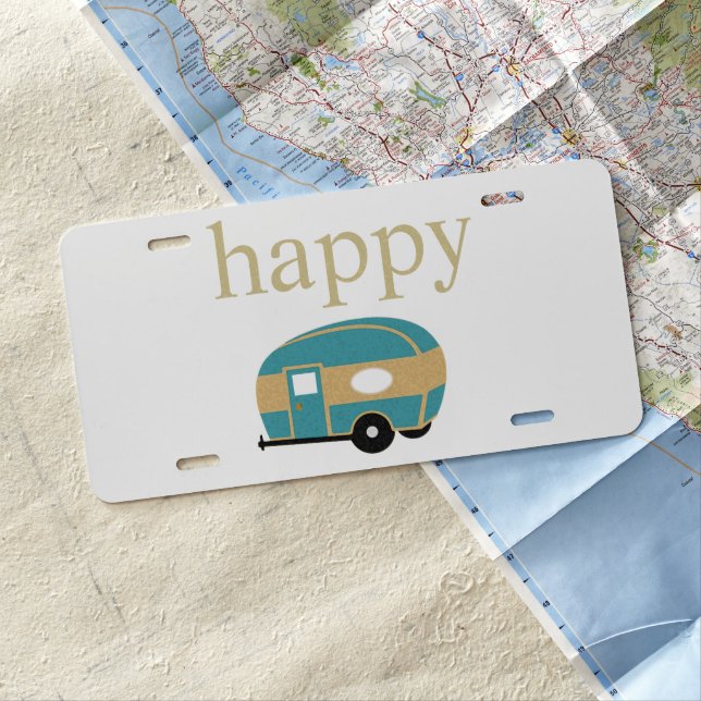 Happy Camper Personality Vanity License Plate (In Situ)