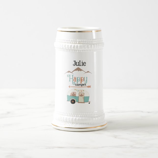 Happy Camper Personalized  Beer Stein (Center)