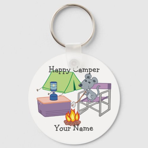 Happy Camper Personalized Cartoon Mouse Keychain